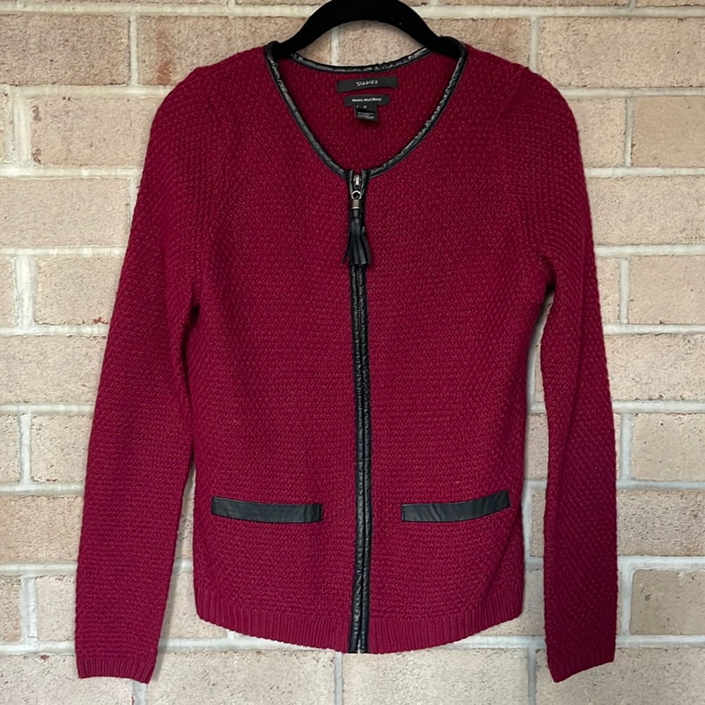 Tahari Wool Zip-up Cardigan Sweater